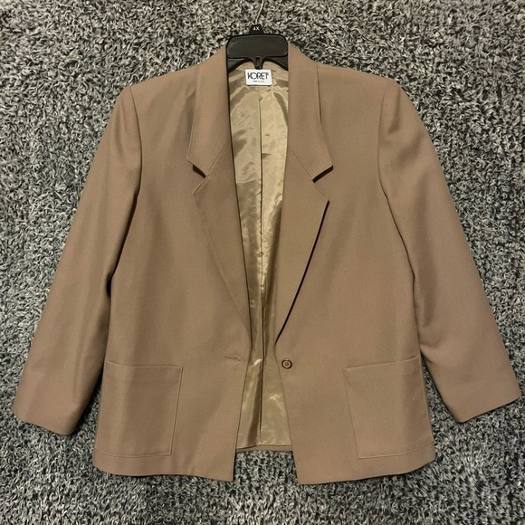 Vintage Koret  Blazer Jacket Womens Size 16 Brown One Button Long Sleeves - Picture 5 of 8